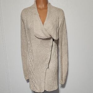 RACHEL Rachel Roy Zip Up Cream Knit Sweater Size Small